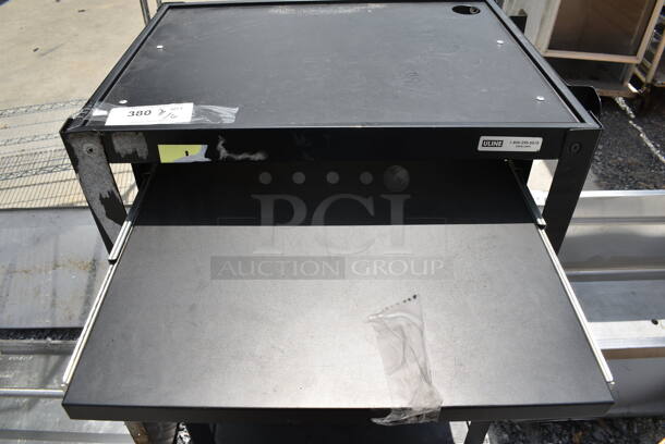 Uline Black Metal 3 Tier AV Cart on Commercial Casters.  - Image 4 of 5