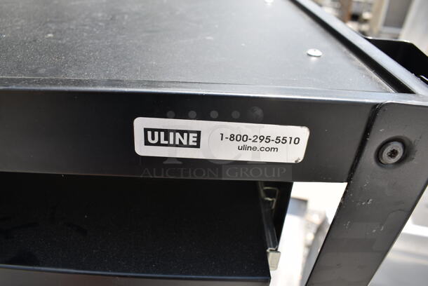Uline Black Metal 3 Tier AV Cart on Commercial Casters.  - Image 5 of 5