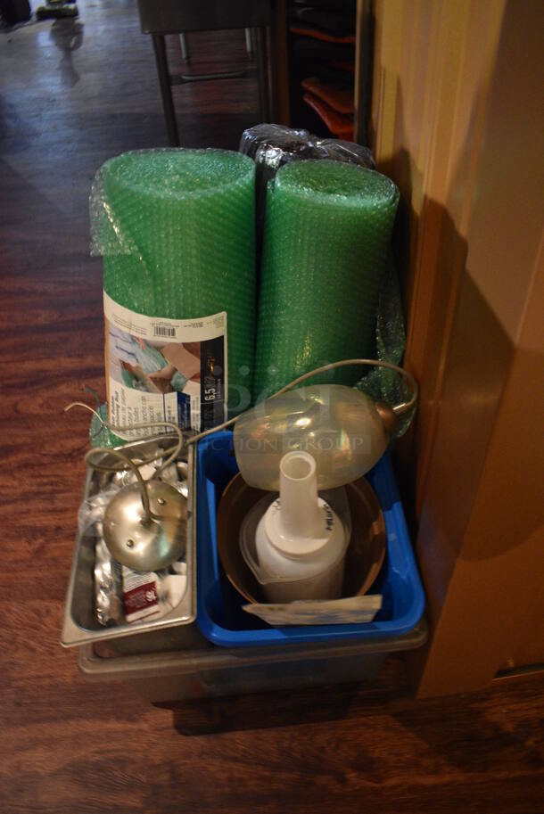 ALL ONE MONEY! Lot of Various Items Including Bubble Wrap, Stainless Steel Drop In and Parts In Clear Poly Bin. (bar) - Image 4 of 4