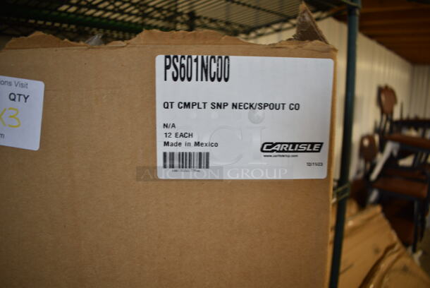 3 Boxes of BRAND NEW Items; 2 Box Carlisle Store N' Pour PourPlus 1 Qt. Container with Assorted Spout / Neck and Cap PS601NC00, 1 Box Poly Condiment Bottles. 3 Times Your Bid! - Image 3 of 6