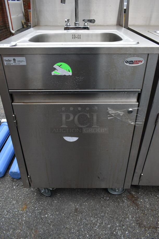 QualServ Stainless Steel Commercial Portable Single Bay Sink on Commercial Casters.  - Image 3 of 6