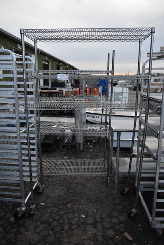 Chrome Finish 3 Tier Wire Shelving Unit on Commercial Casters. BUYER MUST DISMANTLE. PCI CANNOT DISMANTLE FOR SHIPPING. PLEASE CONSIDER FREIGHT CHARGES.
