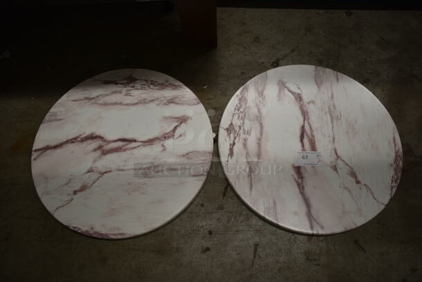 2 BRAND NEW SCRATCH AND DENT! Perfect Tables 776OD24RD314 24" Outdoor Round Copper Marble Table Top. 2 Times Your Bid! - Image 2 of 5