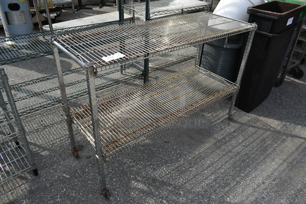 Chrome Finish 2 Tier Wire Shelving Unit. BUYER MUST DISMANTLE. PCI CANNOT DISMANTLE FOR SHIPPING. PLEASE CONSIDER FREIGHT CHARGES.
 - Image 2 of 2