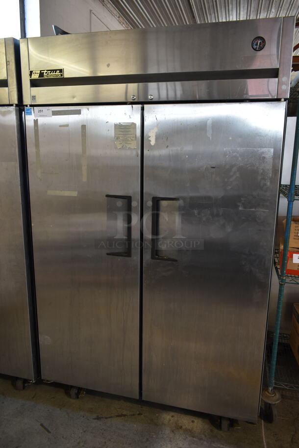2014 True TG2R-2S ENERGY STAR Stainless Steel Commercial 2 Door Reach In Cooler w/ Poly Coated Racks on Commercial Casters. 115 Volts, 1 Phase. Tested and Working! - Image 1 of 8