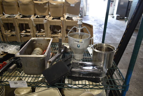 ALL ONE MONEY! Tier Lot of Various Items Including Belshaw Dough Dropper and Stainless Steel Bins - Image 2 of 4