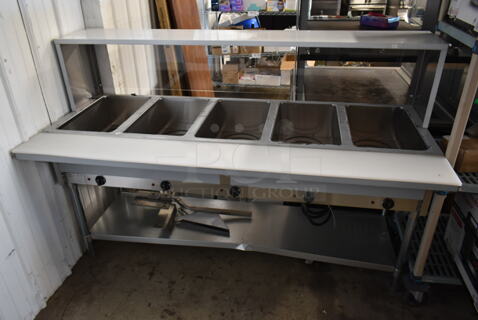BRAND NEW SCRATCH AND DENT! KoolMore KM-OWS-5SG Stainless Steel Commercial Electric Powered 5 Well Steam Table w/ Under Shelf. 240 Volts.