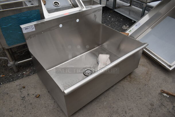 BRAND NEW SCRATCH AND DENT! Stainless Steel Commercial Single Bay Sink w/ Faucet and Handles. No Legs. - Image 2 of 3