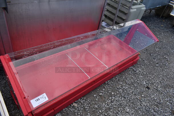 BRAND NEW SCRATCH AND DENT! Red Poly Buffet w/ Sneeze Guard. - Image 3 of 4