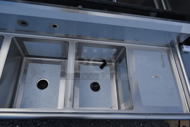 BRAND NEW SCRATCH AND DENT! Regency 600S31620218 Stainless Steel Commercial 3 Bay Sink w/ Dual Drain Boards. No Legs. Bays 16x20. Drain Boards 16x22 - Image 4 of 4