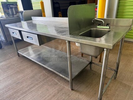 8Ft Work table & Hand Sink 96X30X35