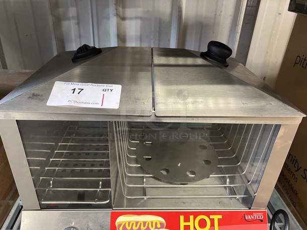 LIKE NEW! Avantco HDS-100 100 Dog / 48 Bun Hot Dog Steamer Merchandiser. 120 Volts, 1 Phase. Used a Few Times at Trade Show as a Demonstration. 18x14x14. Tested and Working! - Image 6 of 7