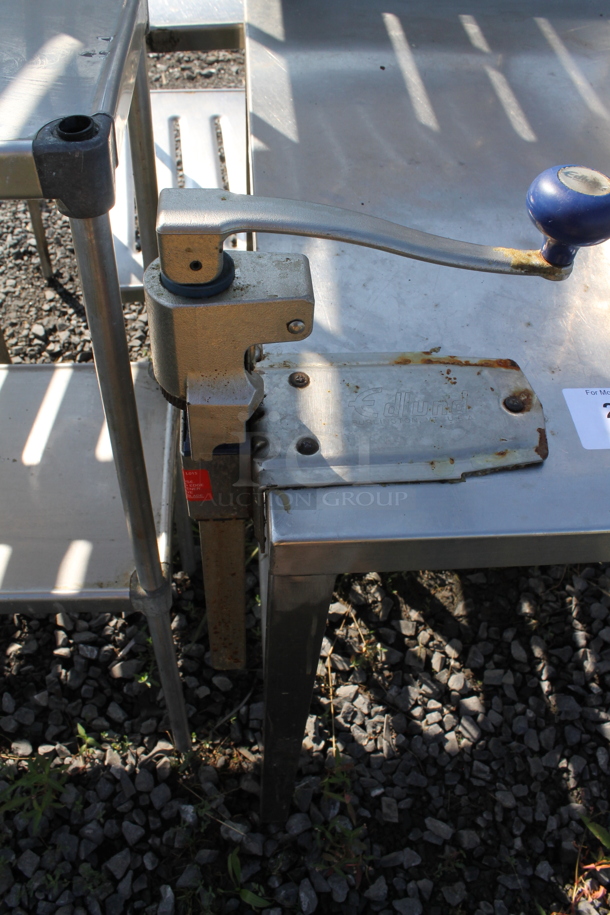 Stainless Steel Commercial Table w/ Mounted Commercial Can Opener and Back Splash. - Image 3 of 4
