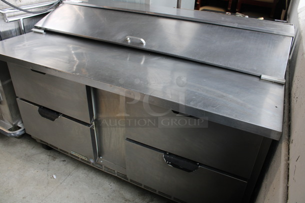 Beverage Air Model SPED60-16C-4 Stainless Steel Commercial Sandwich Salad Prep Table Bain Marie Mega Top w/ 4 Drawers on Commercial Casters. 115 Volts, 1 Phase. 60x34x42. Tested and Working! - Image 3 of 8