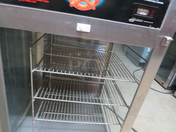 One Hatco Soft Pretzel Display Warmer With 4 Racks. Model# 850C. 1440 Watt. 120 Volt. 18.5X18.5X32.  - Image 2 of 4