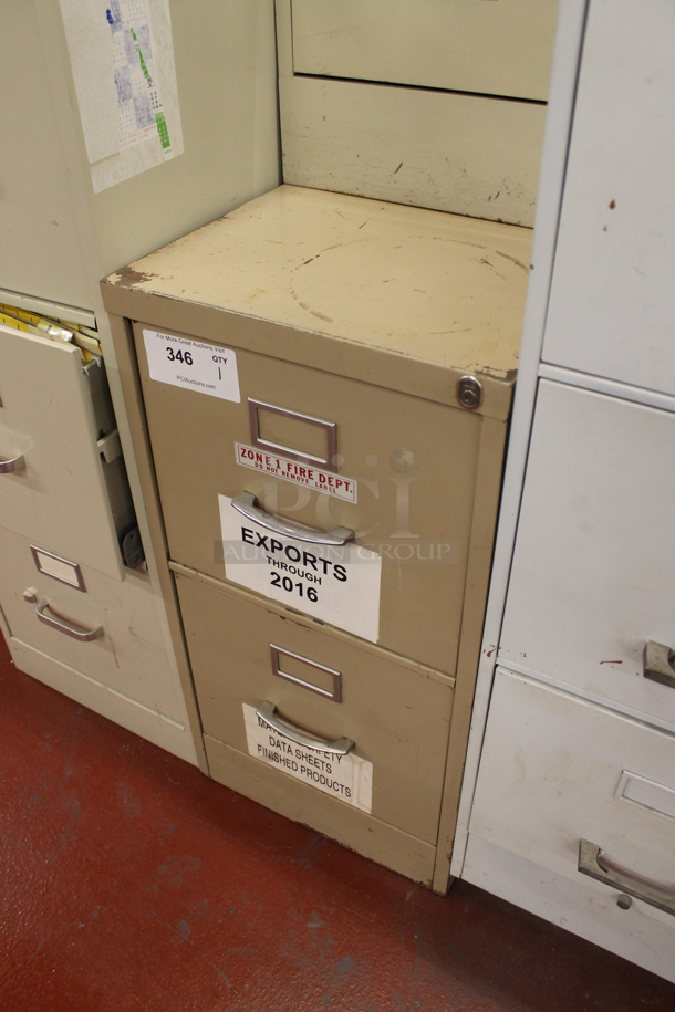 Tan Metal 2 Drawer Filing Cabinet. BUYER MUST REMOVE. - Image 2 of 6