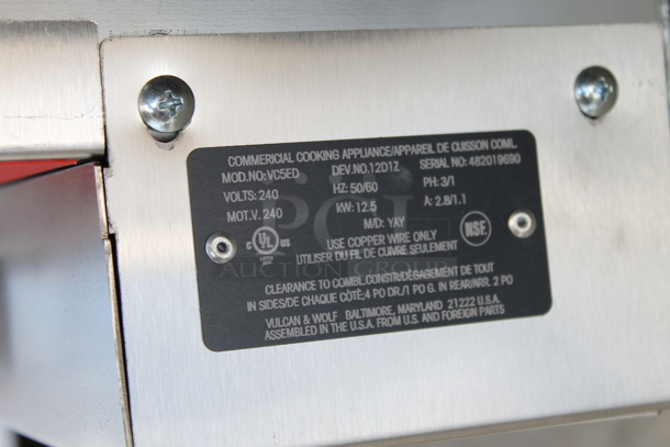2 BRAND NEW SCRATCH AND DENT! Vulcan VC5ED ENERGY STAR Stainless Steel Commercial Electric Powered Full Size Convection Oven w/ View Through Doors, Metal Oven Racks and Thermostatic Controls on Commercial Casters. 240 Volts, 3/1 Phase. 2 Times Your Bid! - Image 9 of 9