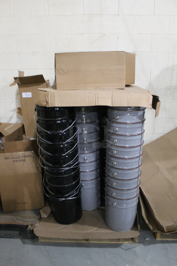 ALL ONE MONEY! PALLET LOT of Metal Buckets. BUYER MUST REMOVE. - Image 1 of 4