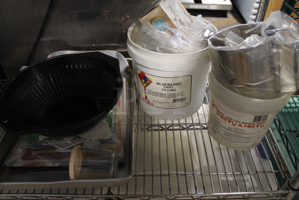 ALL ONE MONEY! Two Tier Lot of Items Including Poly Bins and Round Metal Baking Pans. - Image 3 of 5