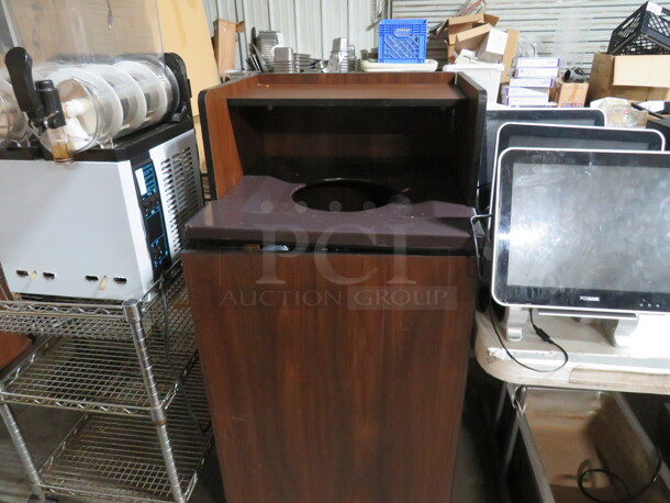 One Trash Receptacle With Over Shelf And Trash Can. 24X27X47 - Image 1 of 3