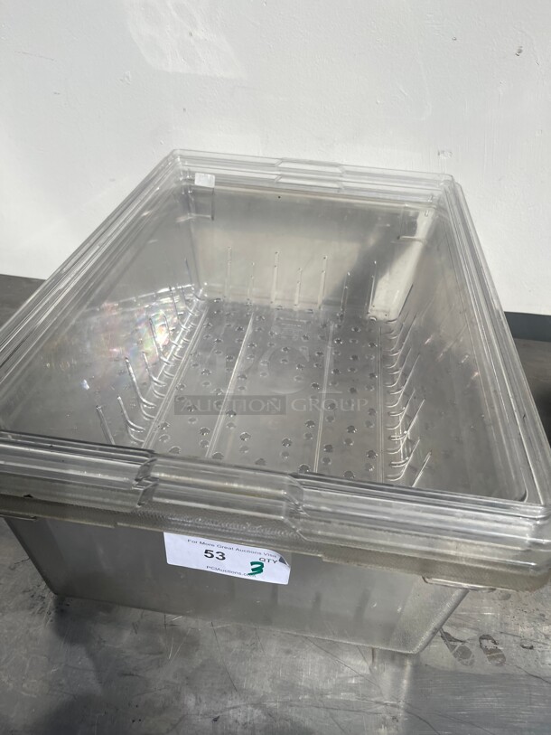 Cambro 18268CLRCW135 Camwear 26 x 18 x 8 Clear Plastic Food Drain Box / Colander NSF - Image 2 of 7