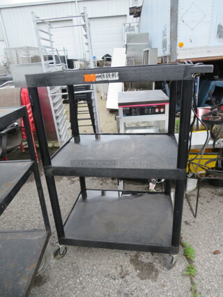 One 3 Shelf Poly Utility Cart On Casters. 35X27X49
