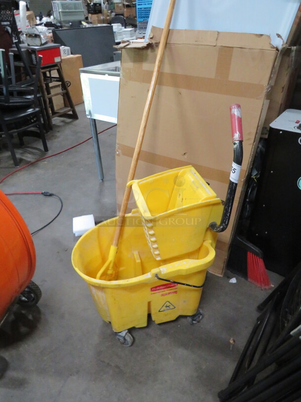 One Rubbermaid Mop Bucket, Wringer And Mop - Image 1 of 1