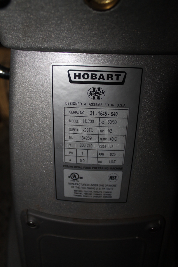 Hobart Legacy HL200 Metal Commercial Countertop 20 Quart Planetary Dough Mixer w/ Stainless Steel Mixing Bowl, Bowl Guard, Paddle and Whisk Attachments. 200-240 Volts, 1 Phase. Tested and Working! - Image 5 of 5