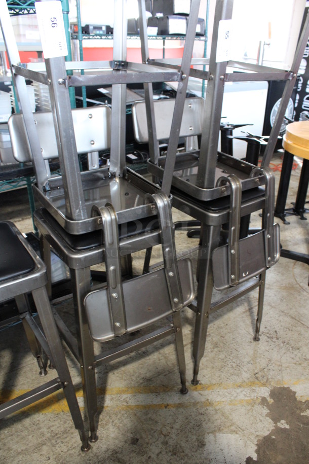 2 Gray Metal Industrial Style Bar Height Chairs w/ Black Seat Cushion. Stock Picture - Cosmetic Condition May Vary. 16x17x39. 2 Times Your Bid! - Image 3 of 4