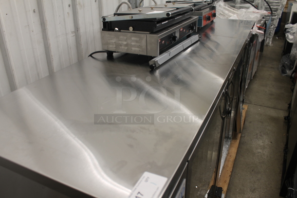 BRAND NEW SCRATCH AND DENT! 2023 Avantco 178UBB4GHCS Stainless Steel Commercial 3 Door Back Bar Cooler Merchandiser. See Pictures for 2 Broken Glass Doors. 115 Volts, 1 Phase. Tested and Working! - Image 3 of 8