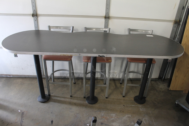 ALL ONE MONEY! Custom Bar Height Table on 3 Bases w/ 3 Bar Height Chairs