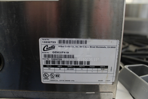 2 Curtis GEM3IF419 Sattelite Servers on 2Curtis GEM5IF Stainless Steel Commercial Countertop Satellite Server Stands. 120 Volts, 1 Phase. 2 Times Your Bid! - Image 6 of 6