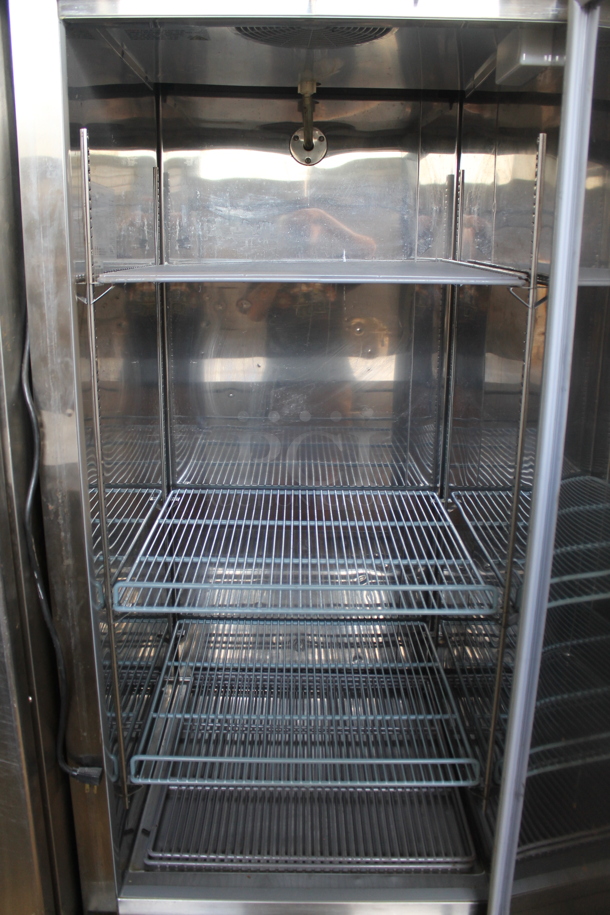 Universal RIFI-30 Stainless Steel Commercial Single Door Reach In Cooler w/ Poly Coated Racks. 115 Volts, 1 Phase. Tested and Powers On But Does Not Get Cold - Image 3 of 5