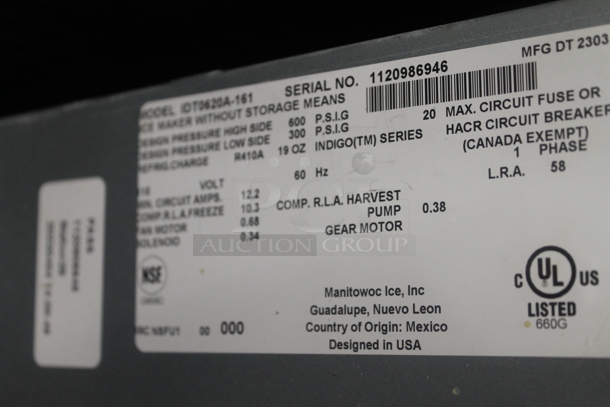 BRAND NEW SCRATCH AND DENT! 2023 Manitowoc IDT0620A-161 Indigo NXT Stainless Steel Commercial Dice Ice Machine. 115 Volts, 1 Phase. 560 lb. - Image 4 of 6