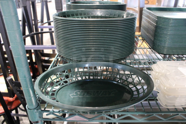 26 Green Poly Oval Food Trays. 12x9.5x2. 26 Times Your Bid!