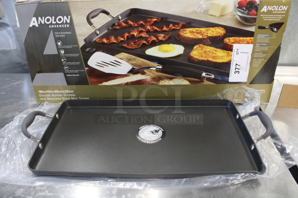 BRAND NEW IN BOX! Anolon Metal Nonstick Flat Griddle Pan w/ Spatula. 22x10x2