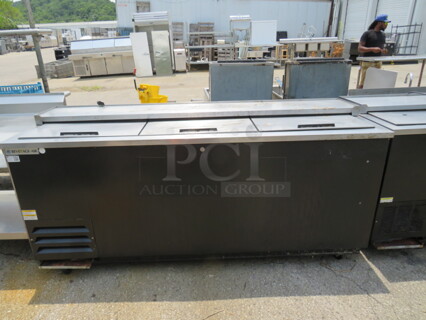 One Beverage Air 3 Door Bottle Box. Model# DW79-B. 115 Volt. 80X26X37