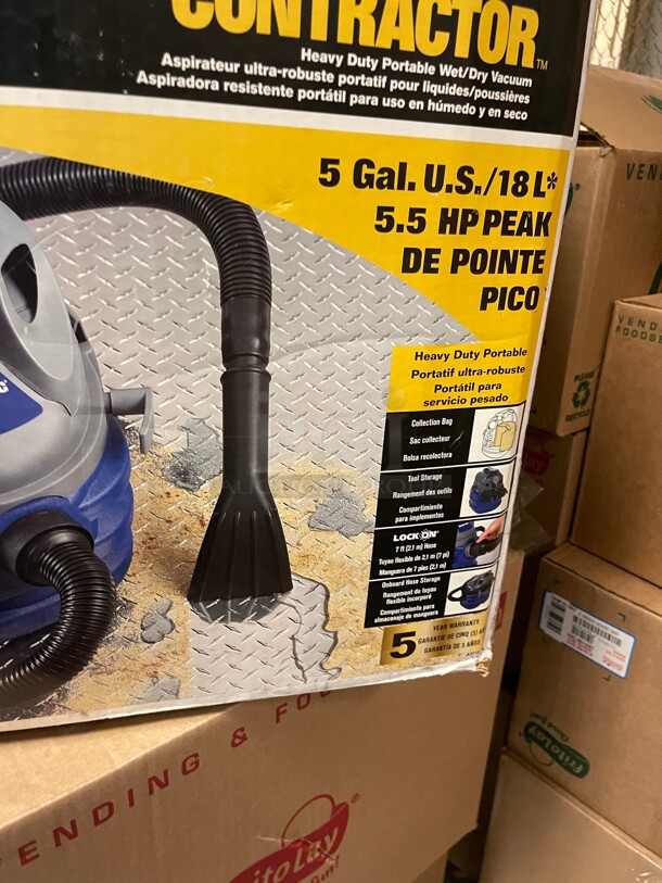 New! Shop-Vac  5-Gallons 18 Liter 5.5 Horse Power Peak Wet/Dry Shop Vacuum - Image 5 of 6