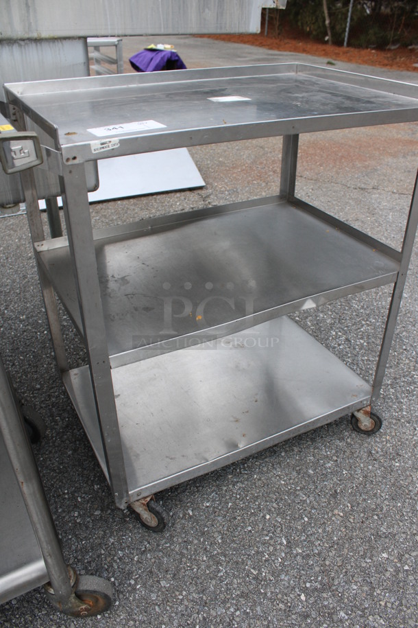 Metal 3 Tier Cart w/ Push Handle on Commercial Casters. 30x18x32.5 - Image 4 of 4