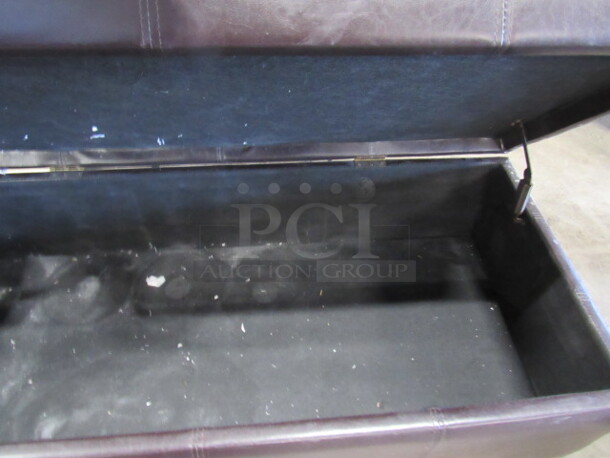 One Brown Leather Look Ottoman/Bench With Storage. 48X22X15 - Image 3 of 3