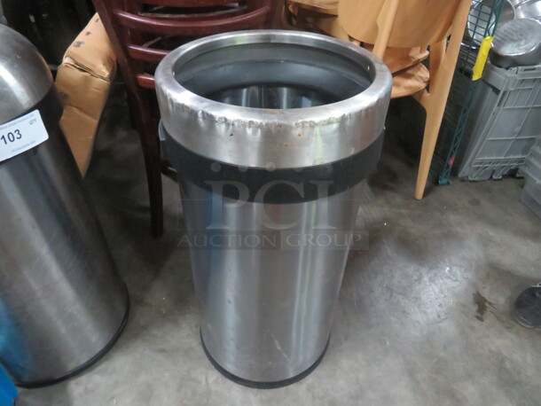One  Stainless Steel Trash Can With lid. - Image 1 of 1