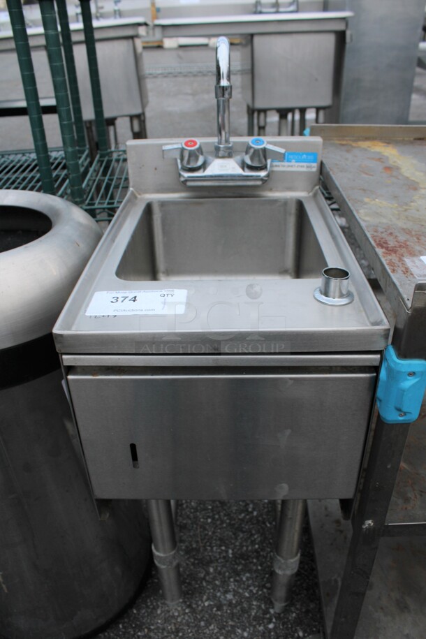 Stainless Steel Commercial Single Bay Sink w/ Faucet and Handles. 12.5x18.5x39. Bay 10x12x6