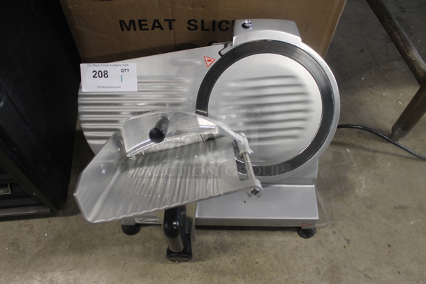 IN ORIGINAL BOX! 2018 Excalibur EPS 010 Stainless Steel Commercial Countertop Meat Slicer w/ Blade Sharpener. 110 Volts, 1 Phase. Tested and Working! - Image 1 of 6