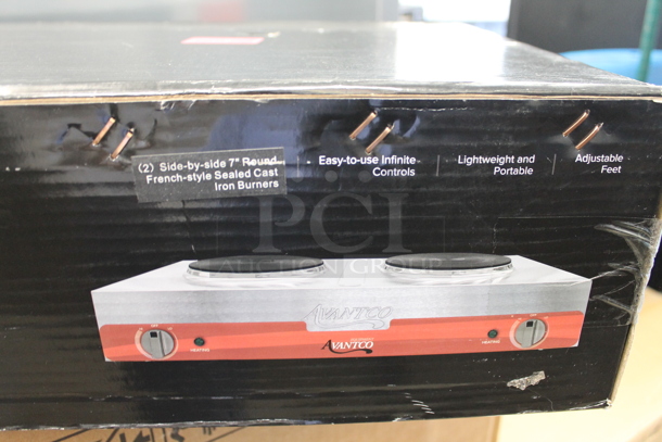 LIKE NEW! Avantco 177EB202SBSM Stainless Steel Countertop Double Burner Solid Top  Portable Electric Side-by-Side Hot Plate. Unit Has Only Been Used a Few Times! Tested and Working! - Image 4 of 9
