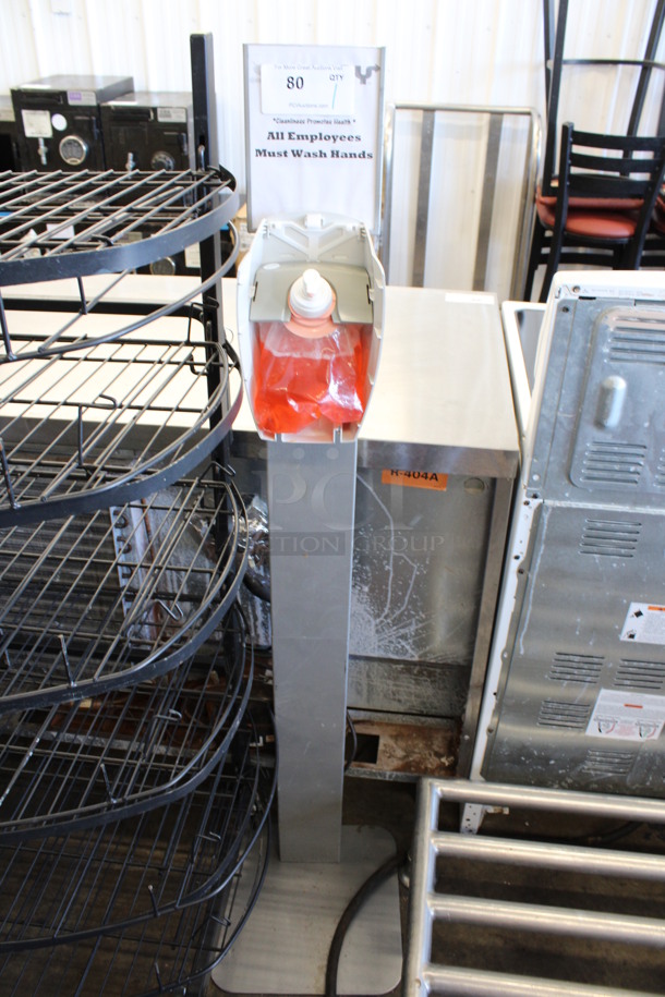 Gray Metal Soap Dispenser Stand. 14x14x56