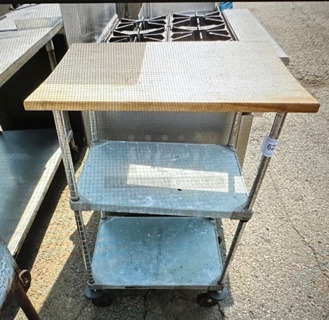 One Metro 3 Shelf Cart With A Butcher Block Top Shelf. 27X21X38.5