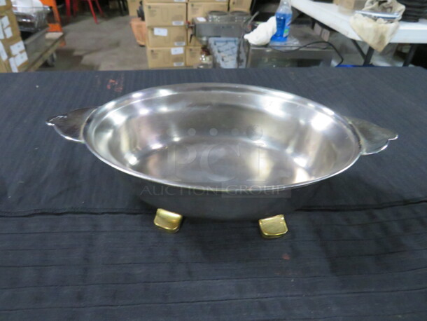Stainless Steel Appetizer Dish With Gold Accent. 7X5. 4XBID