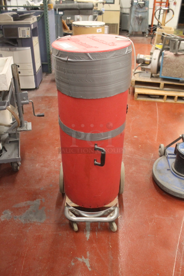 Red Poly Bucket on Metal Furniture Dolly. - Image 1 of 5