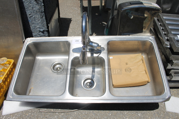 Stainless Steel 3 Bay Drop In Sink w/ Faucet.