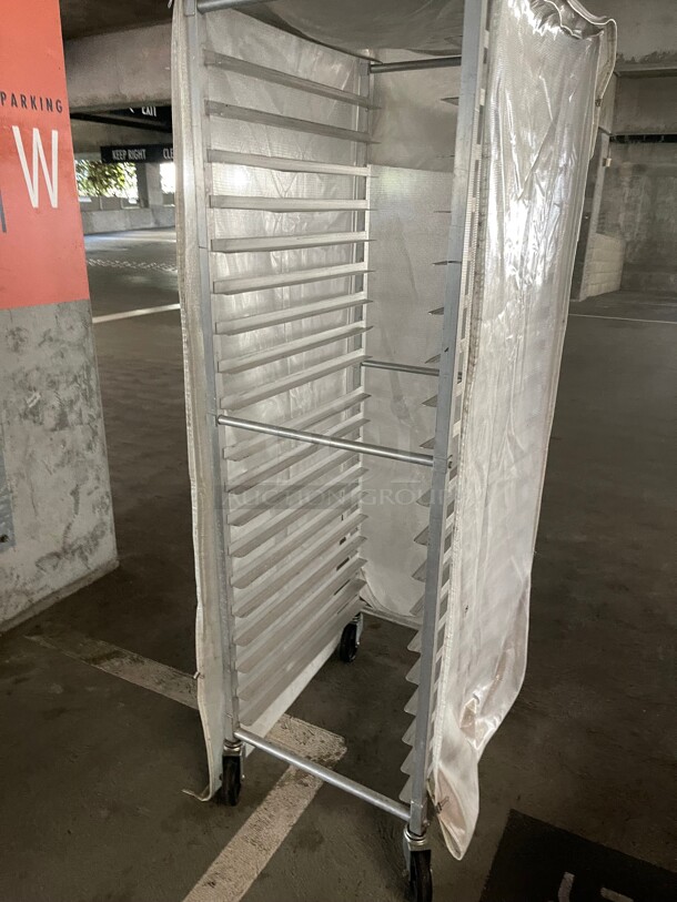 Clean! Regency 20 Pan End Load Stainless Steel Bun / Sheet Pan Rack With Cover NSF  - Image 3 of 8